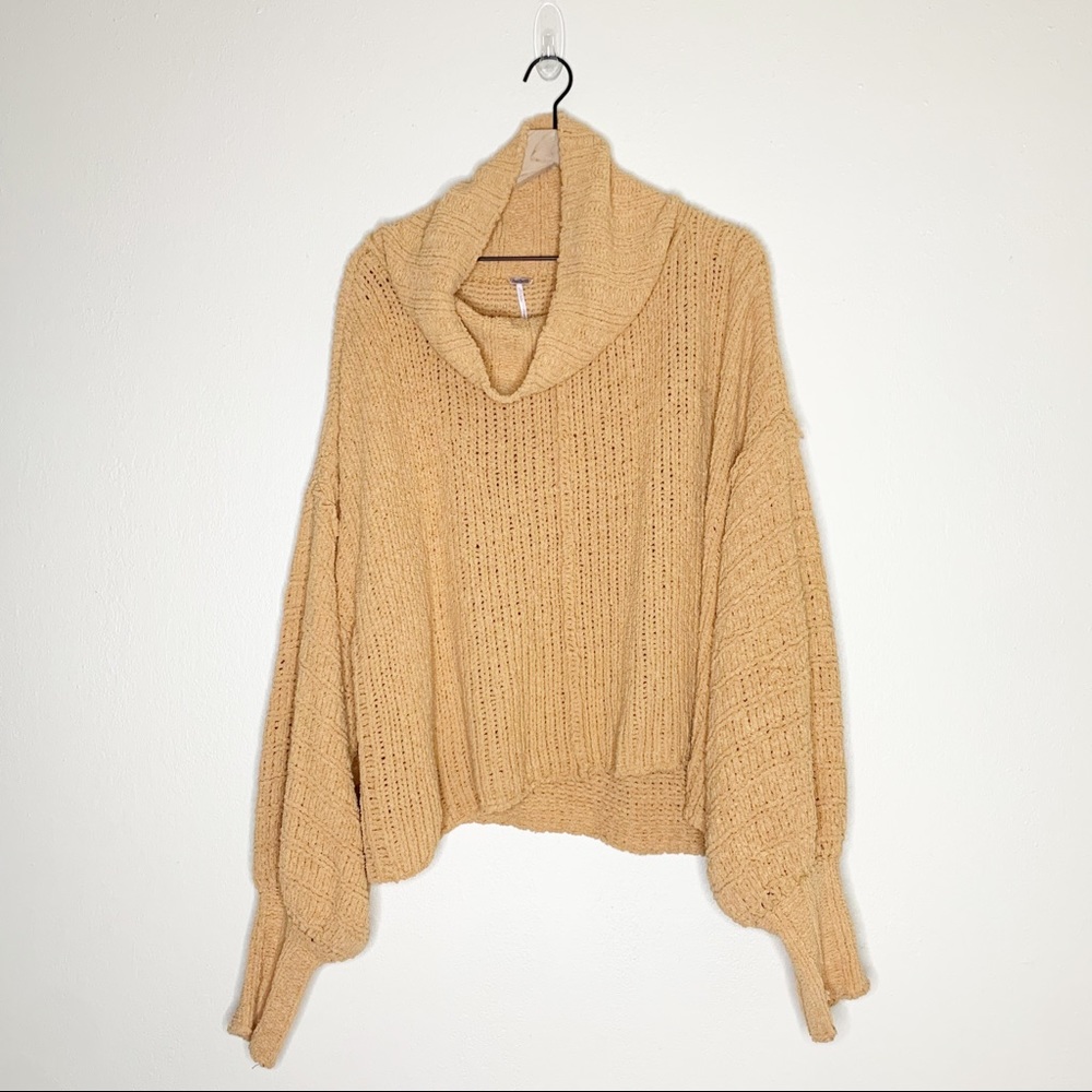 NWT Free People Be Yours Cowl Neck Camel Pullover - Picture 3 of 11
